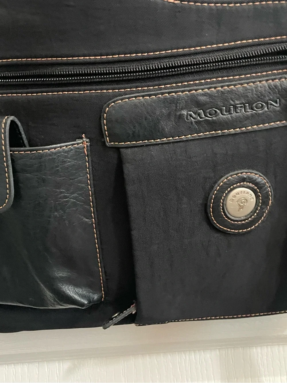 Mouflan Black Crossbody Messenger Bag